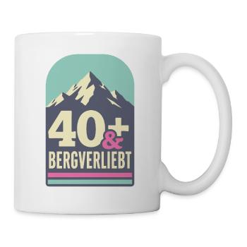 40+ und bergverliebt (mint-pink) - Tasse - Weiß - Rechts