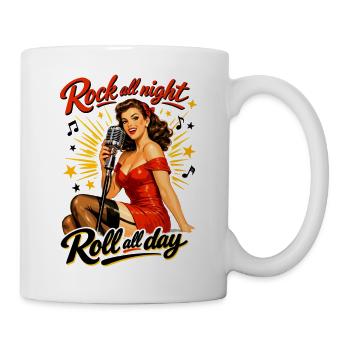 Pin-Up Girl in Retro Rockabilly Style - Mug - white - Right