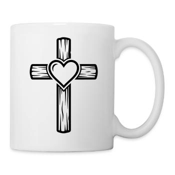 Symbole de la croix de cœur - Mug blanc - blanc - Droite