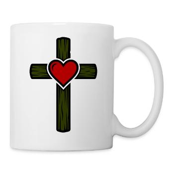 Symbole de la croix de cœur - Mug blanc - blanc - Droite