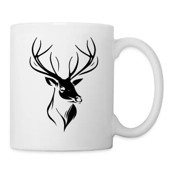 Elegant silhouette of a black deer's head - Mug - white - Right