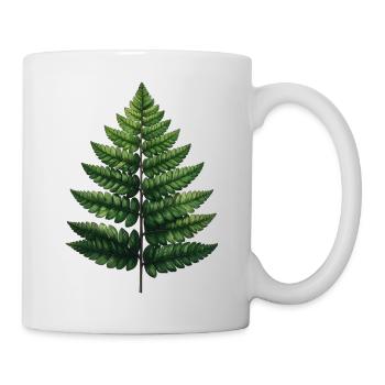 Grüne Farnblätter Wasserfarb-Illustration - Tasse - Weiß - Rechts