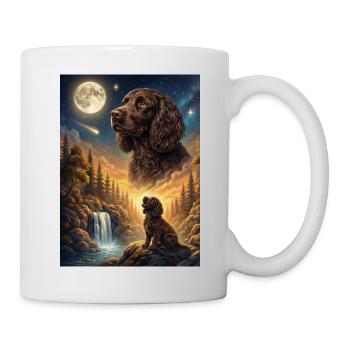 Hurlant au chien de la Lune American Water Spaniel - Mug blanc - blanc - Droite