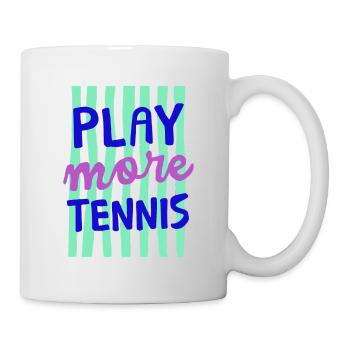 Play More Tennis, Retro Tennis Shirt Hoodie - Mug - white - Right