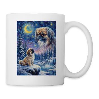 Howling to the Moon Meme Dog Pekingese - Mug - white - Right