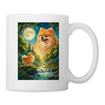 Howling to the Moon Meme Dog Pomeranian - Mug - white - Right