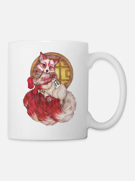 Kitsune Japanese Fox Ghost with Window Japan - Mug - white