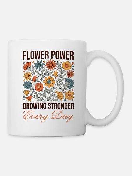 Flower Power Retro - Tasse - Weiß