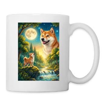 Hurler à la Lune Chien Mème Shiba Inu - Mug blanc - blanc - Droite