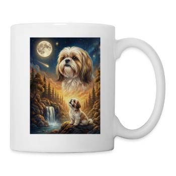 Hurlant à la Lune Mème Chien Shih Tzu - Mug blanc - blanc - Droite