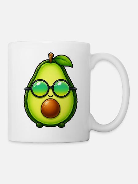 Dessin animé à l’avocat, minimaliste drôle, estival - Mug blanc - blanc