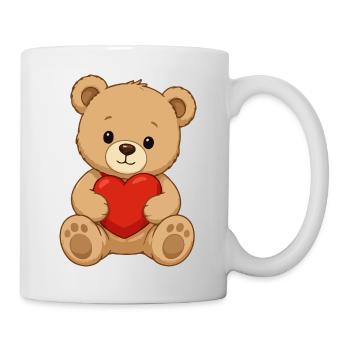 Ours câlin au cœur rouge - Mug blanc - blanc - Droite