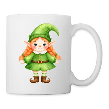 Petit Elfe de la Forêt en vêtements verts – Design de bande dessinée - Mug blanc - blanc - Droite