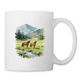 Water-coloured mountain ponies - Mug - white - Right