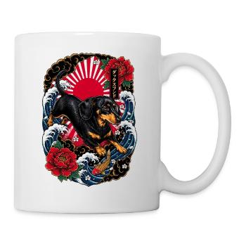 Dackel im japanischen Irezumi Tattoo Stil - Tasse - Weiß - Rechts