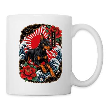Dobermann im japanischen Irezumi Tattoo Stil - Tasse - Weiß - Rechts