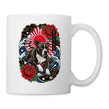 Staffordshire Bull Terrier im Japan Tattoo Stil - Tasse - Weiß - Rechts