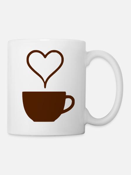 Kaffee Herz Geschenk Kaffeetrinker - Tasse - Weiß