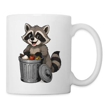 Raccoon with fruit in garbage can - Mug - white - Right
