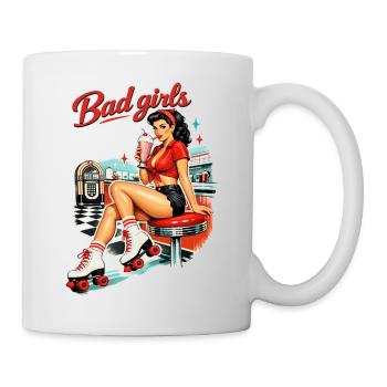 Pin-Up Girl Rétro : Bad Girls style diner années 50 - Mug blanc - blanc - Droite