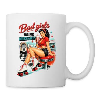 Bad Girls Drink Milkshakes – 50s Diner Pin-Up - Mug - white - Right