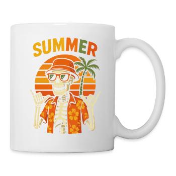 Squelette estival palmier hawaïen - Mug blanc - blanc - Droite