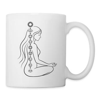 Méditation Yoga des Chakras - Femme Lotus Spirituelle - Mug blanc - blanc - Droite