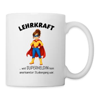 Lehrerin Superheldin Geschenkideen für Lehrkräfte - Tasse - Weiß - Rechts