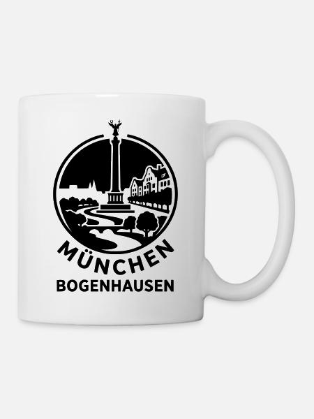 Bogenhausen München – Skyline & Friedensengel - Tasse - Weiß