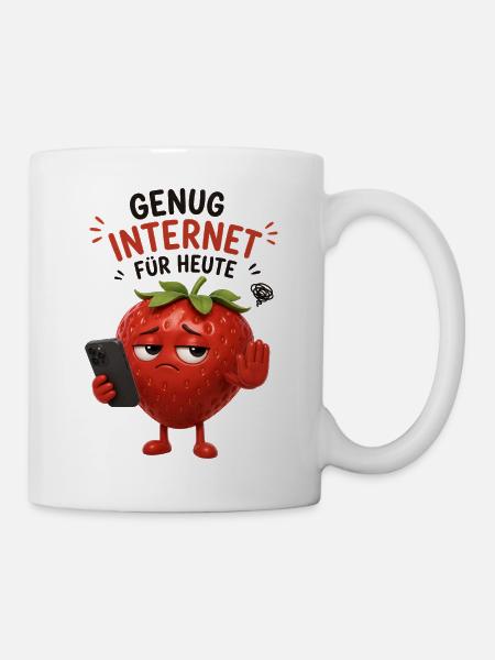 Erdbeere Internet-Auszeit Cartoon - Tasse - Weiß