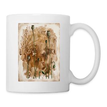 Poppy Stems on Earth Tones - Mug - white - Right