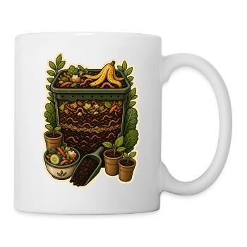 Coupe transversale de jardin de compost de vers - Mug blanc - blanc - Droite