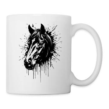 Wild Horse Ink – Pferdekopf-Splash-Art - Tasse - Weiß - Rechts