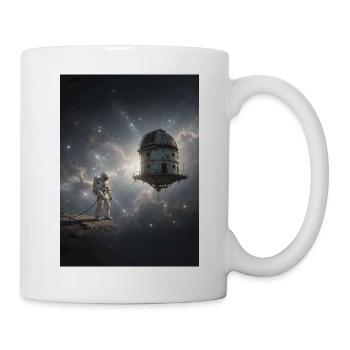 Astronaut und Raumobservatorium im All - Tasse - Weiß - Rechts