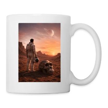 Astronaute et Crâne sur la planète rouge - Mug blanc - blanc - Droite