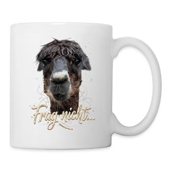 Alpaka "Frag Nicht" Motiv – Humor Tierdesign - Tasse - Weiß - Rechts