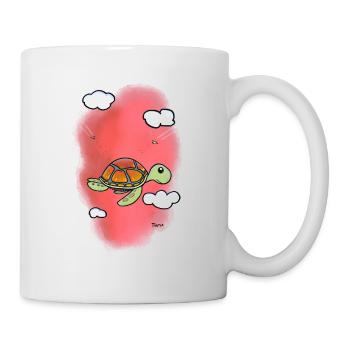 Fliegende Schildkröte im Wolkenrot - Tasse - Weiß - Rechts