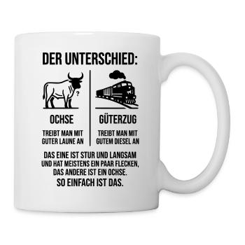 Ochse Güterzug - Tasse - Weiß - Rechts