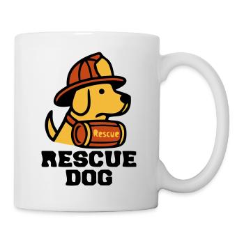 Feuerwehrhund Rescue Dog Logo - Tasse - Weiß - Rechts