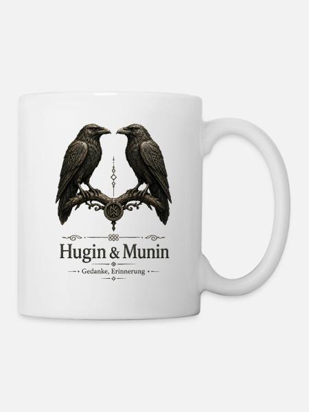 Hugin & Munin: Gedanken Erinnerung - Tasse - Weiß