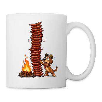 Sausage stack at the campfire - Mug - white - Right