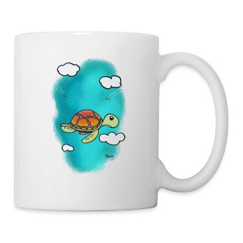 Flying turtle in the sky - Mug - white - Right