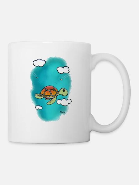 Flying turtle in the sky - Mug - white