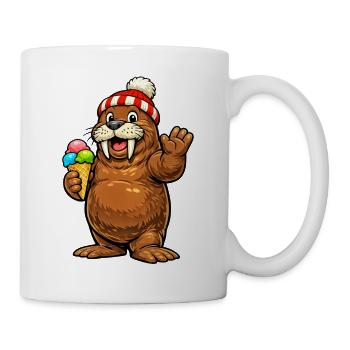 Walross mit Eistüte - Mug - white - Right
