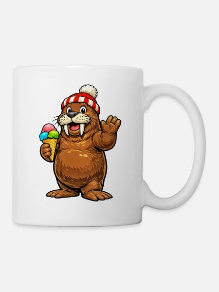 Walross mit Eistüte - Tasse - Weiß