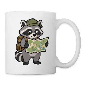 Wandernder Waschbär mit Karte - Tasse - Weiß - Rechts