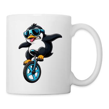 Cool Penguin sur Unicycle Comic drôle - Mug blanc - blanc - Droite