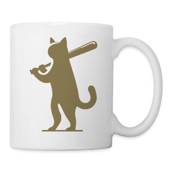Minimalistische Katzen-Baseballspieler Silhouette - Tasse - Weiß - Rechts