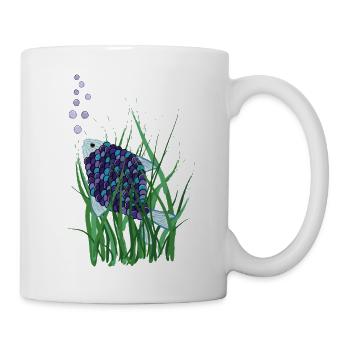 Abstrakter Fisch im Unterwasser Seegras Design - Tasse - Weiß - Rechts