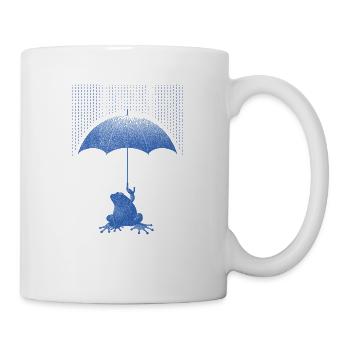 Grenouille avec un parapluie sous la pluie - Mug blanc - blanc - Droite
